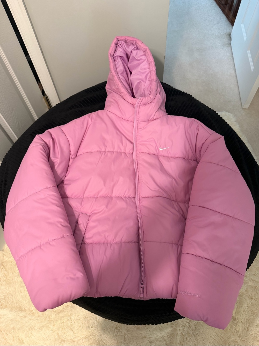 Nike' Pink Puffer Jacket with Hood
